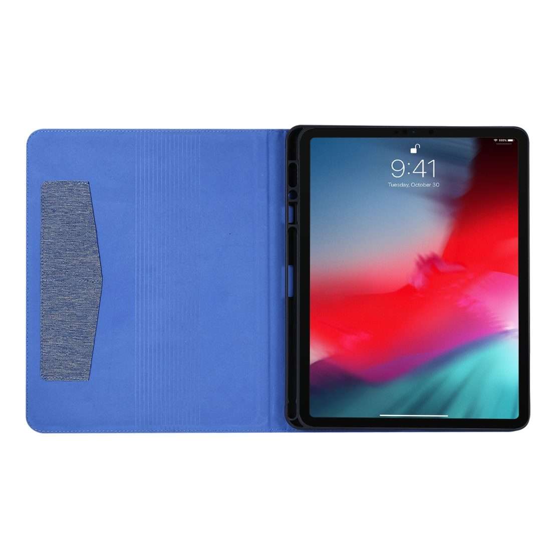 For iPad Pro 12.9(2020) Horizontal Flip TPU + Fabric PU Leather Protective Case wi ... (Deep Blue)