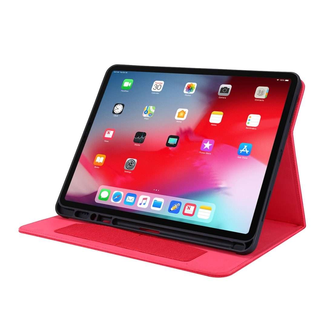 For iPad Pro 12.9(2020) Horizontal Flip TPU + Fabric PU Leather Protective Case with Nam ... (Red)