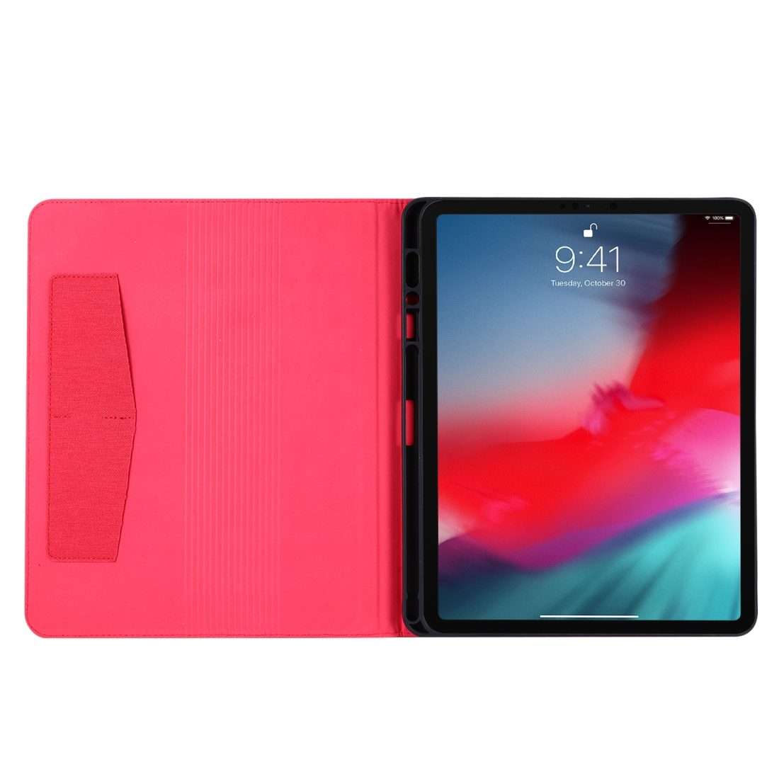 For iPad Pro 12.9(2020) Horizontal Flip TPU + Fabric PU Leather Protective Case with Nam ... (Red)