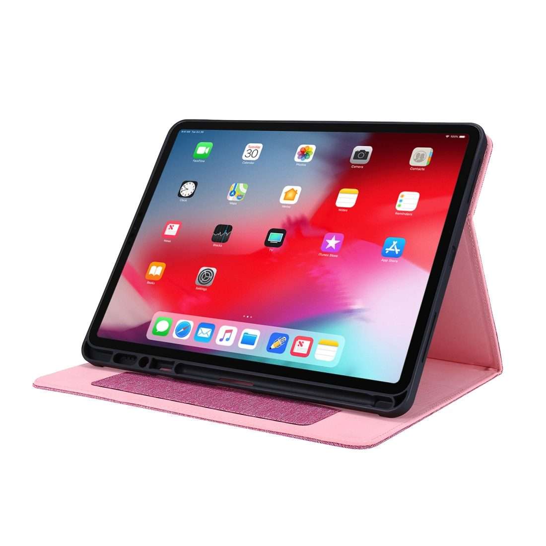 For iPad Pro 12.9(2020) Horizontal Flip TPU + Fabric PU Leather Protective Case wit ... (Rose Red)