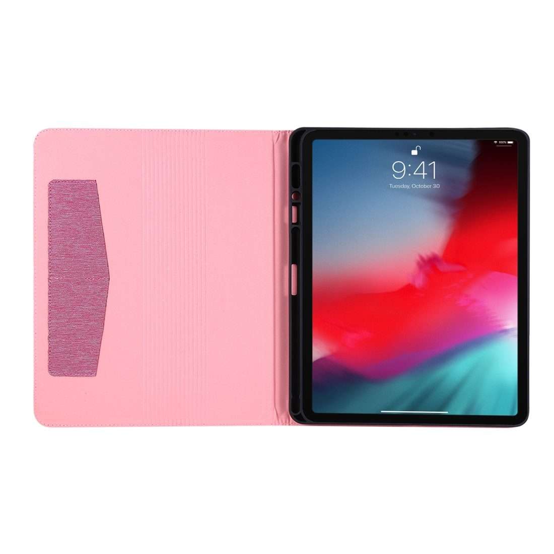For iPad Pro 12.9(2020) Horizontal Flip TPU + Fabric PU Leather Protective Case wit ... (Rose Red)