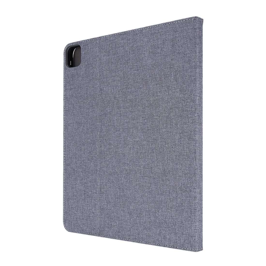 For iPad Pro 12.9(2020) Horizontal Flip TPU + Fabric PU Leather Protective Case with Na ... (Gray)