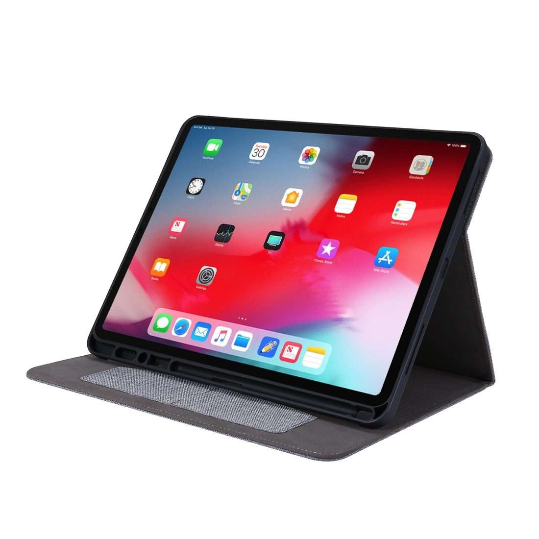 For iPad Pro 12.9(2020) Horizontal Flip TPU + Fabric PU Leather Protective Case with Na ... (Gray)