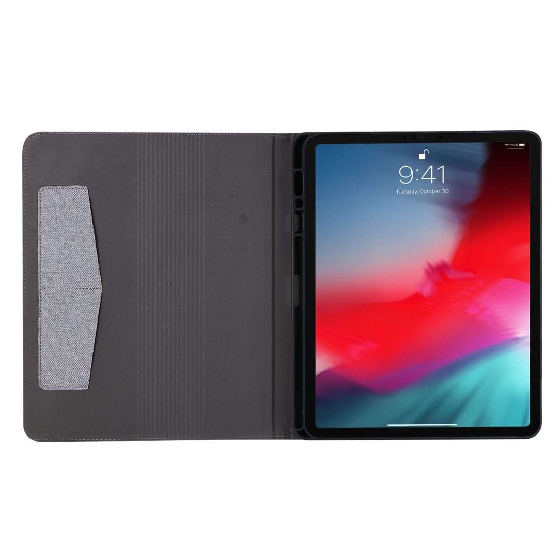 For iPad Pro 12.9(2020) Horizontal Flip TPU + Fabric PU Leather Protective Case with Na ... (Gray)