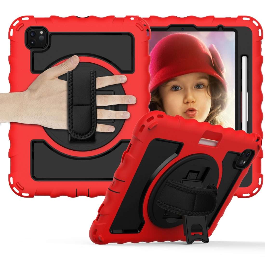 For iPad Pro 11 (2020) PC + Silicone Shockproof Combination Tablet Case with 360 Degree ... (Red)
