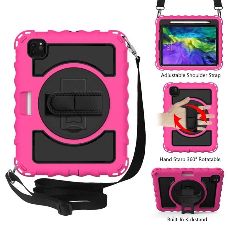 For iPad Pro 11 (2020) PC + Silicone Shockproof Combination Tablet Case with 360 De ... (Hot Pink)