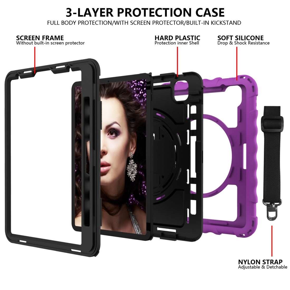 For iPad Pro 11 (2020) PC + Silicone Shockproof Combination Tablet Case with 360 Degr ... (Purple)