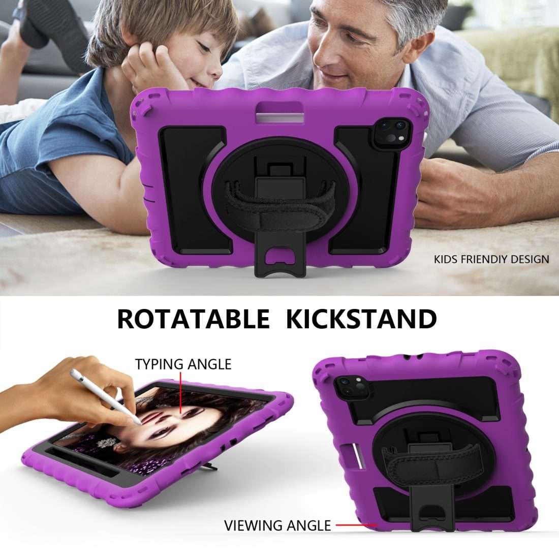 For iPad Pro 11 (2020) PC + Silicone Shockproof Combination Tablet Case with 360 Degr ... (Purple)
