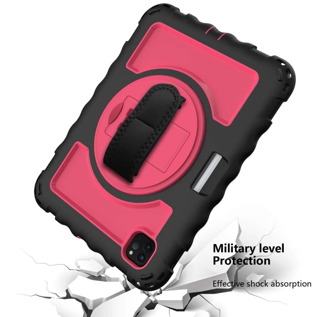 For iPad Pro 11 (2020) PC + Silicone Shockproof Combination Tablet Case with ... (Black+Hot Pink)