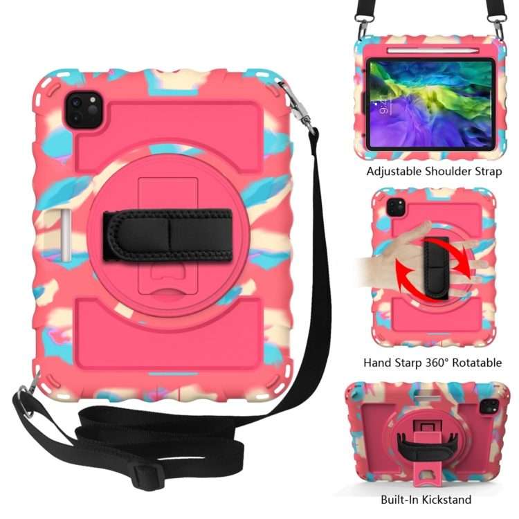 For iPad Pro 11 (2020) PC + Silicone Shockproof Combination Tablet Case wi ... (Colorful+Hot Pink)