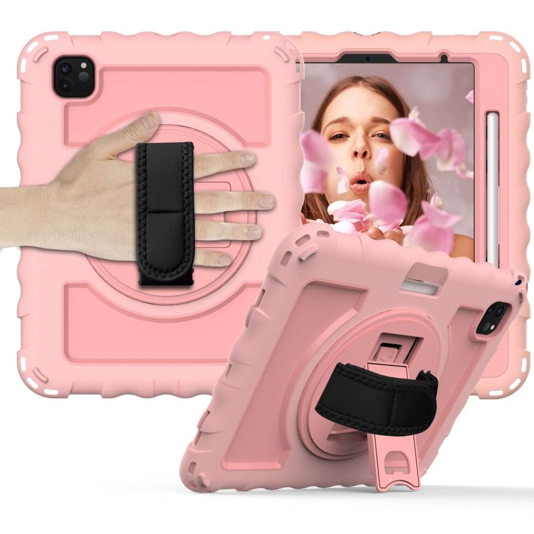 For iPad Pro 11 (2020) PC + Silicone Shockproof Combination Tablet Case with 360 D ... (Rose Gold)