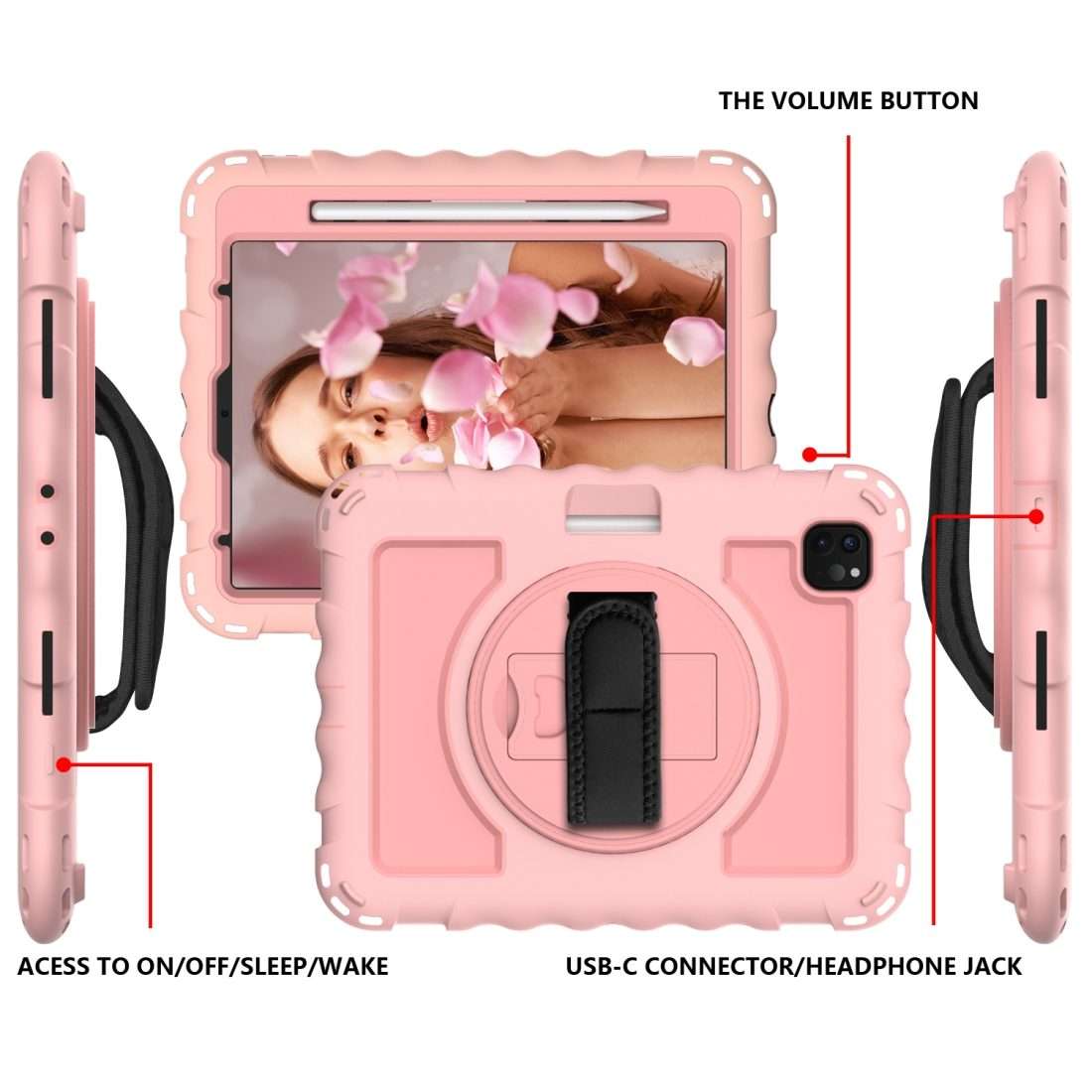 For iPad Pro 11 (2020) PC + Silicone Shockproof Combination Tablet Case with 360 D ... (Rose Gold)
