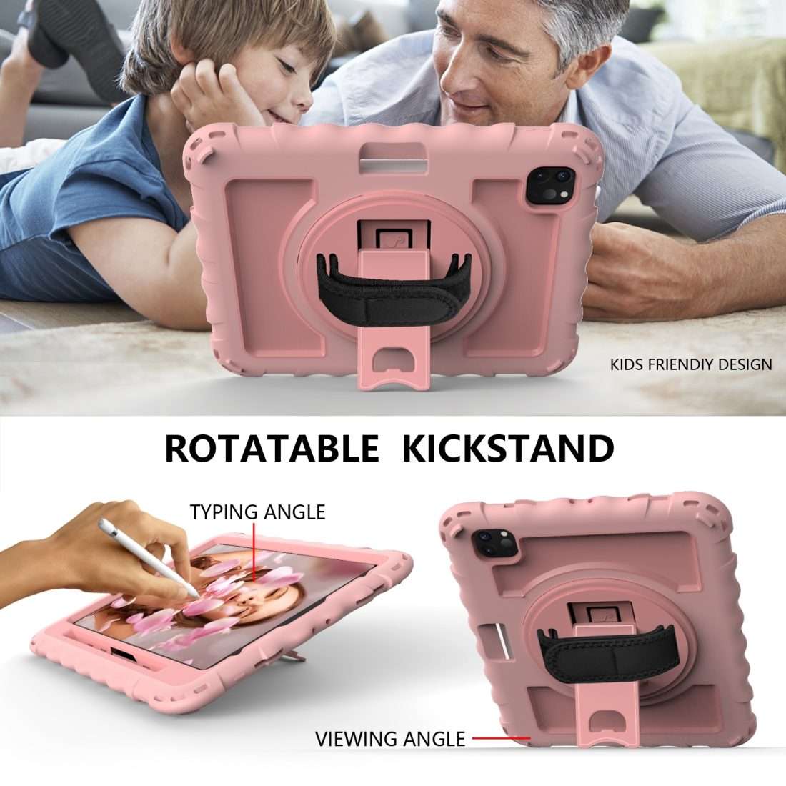 For iPad Pro 11 (2020) PC + Silicone Shockproof Combination Tablet Case with 360 D ... (Rose Gold)