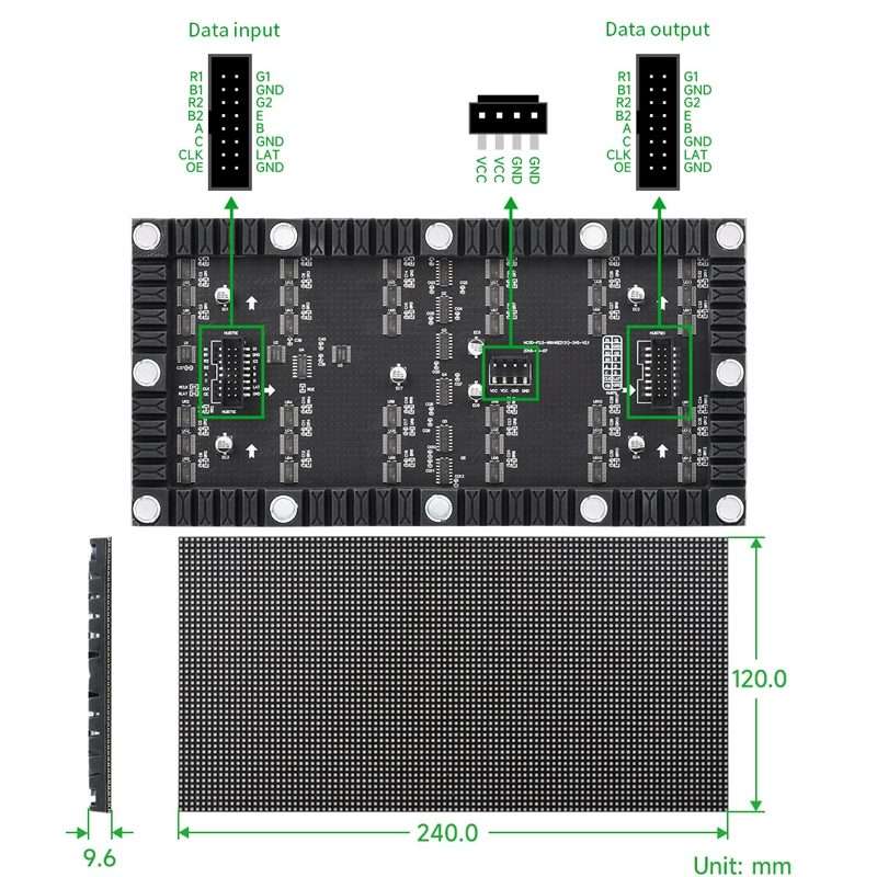 Waveshare Flexible RGB Full-color LED Matrix Panel, 2.5mm Pitch, 96x48 Pixels, Adjustable Brightne