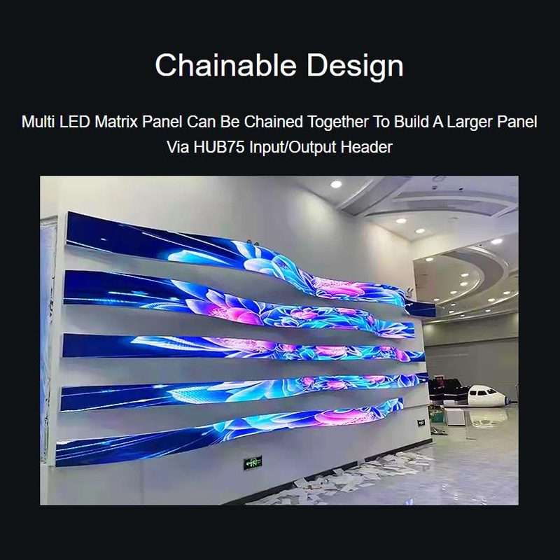 Waveshare Flexible RGB Full-color LED Matrix Panel, 2.5mm Pitch, 96x48 Pixels, Adjustable Brightne