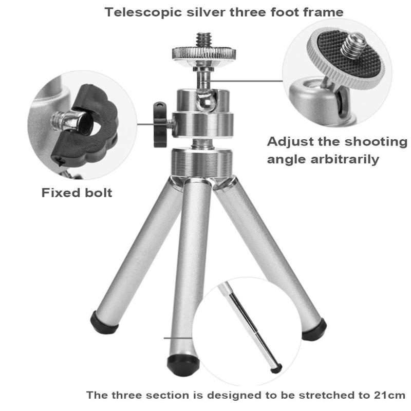 Mini Portable Telescopic Desktop Tripod DSLR Camera Table Tripod Stand Holder for GoPro Hero11 Bla