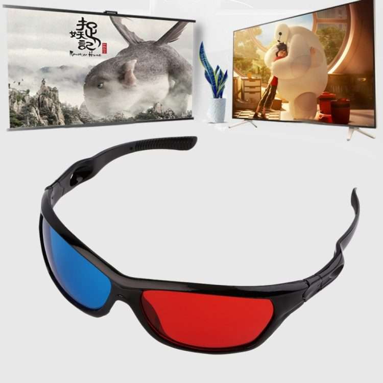 2 PCS Universal 3D Plastic Glasses Black Frame 3D Visoin Glass For Dimensional Anaglyph Movie Game