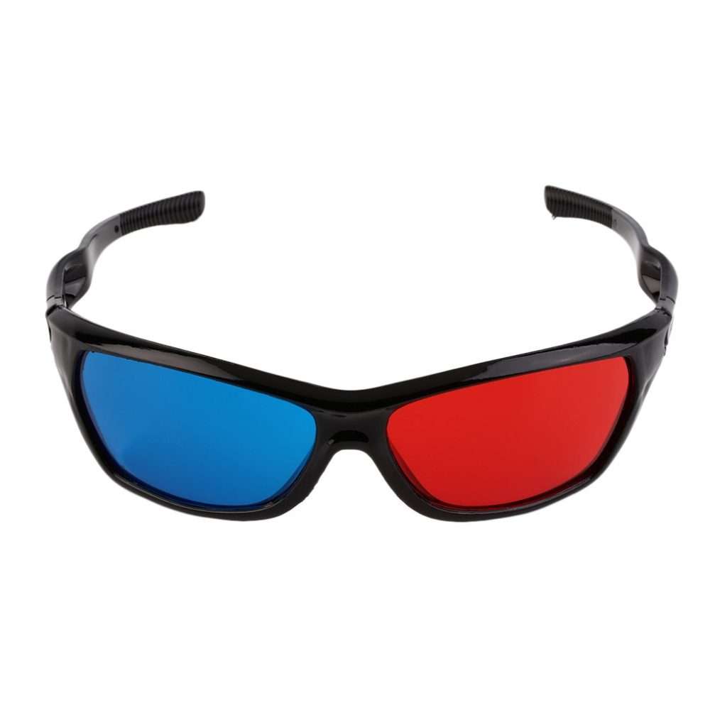 2 PCS Universal 3D Plastic Glasses Black Frame 3D Visoin Glass For Dimensional Anaglyph Movie Game