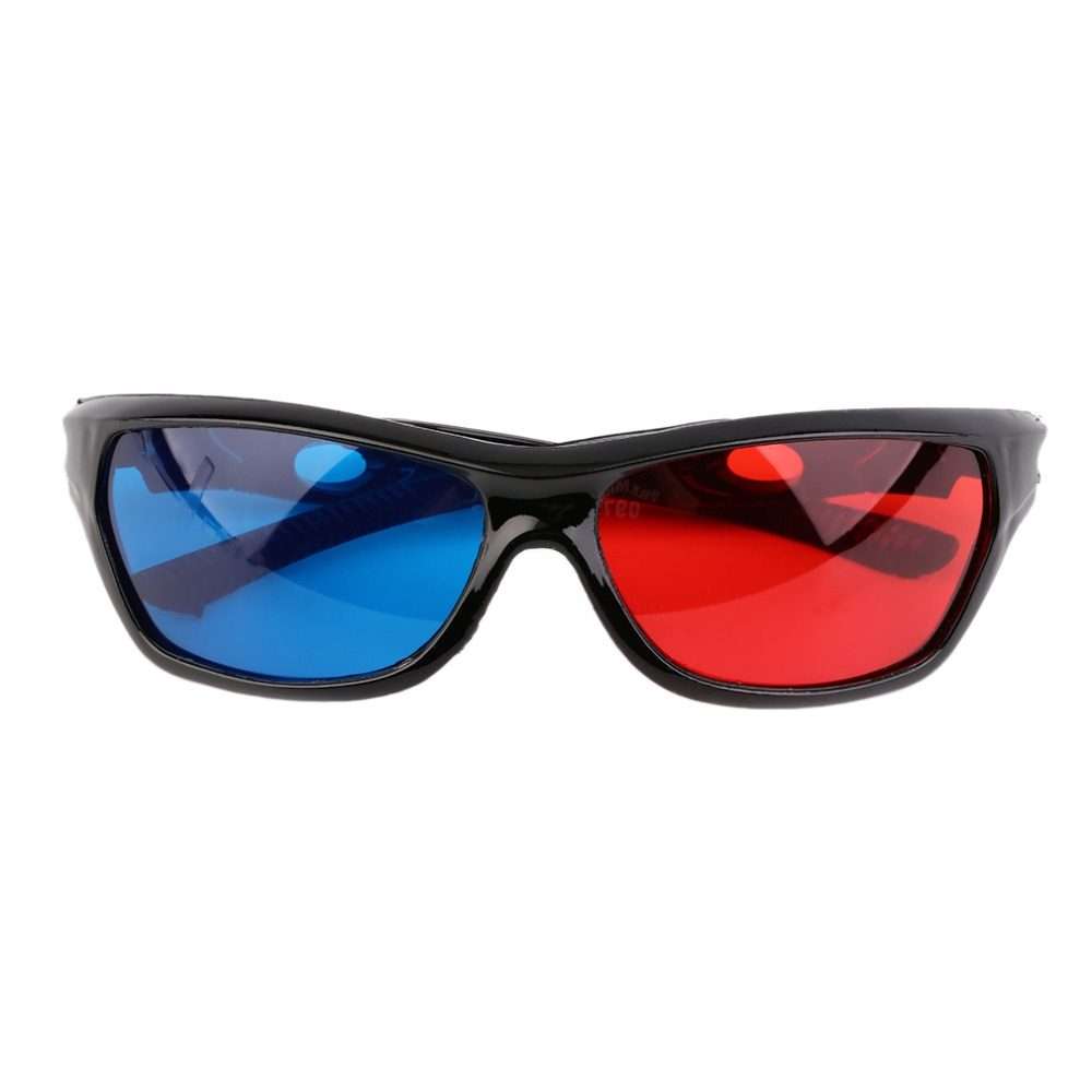 2 PCS Universal 3D Plastic Glasses Black Frame 3D Visoin Glass For Dimensional Anaglyph Movie Game