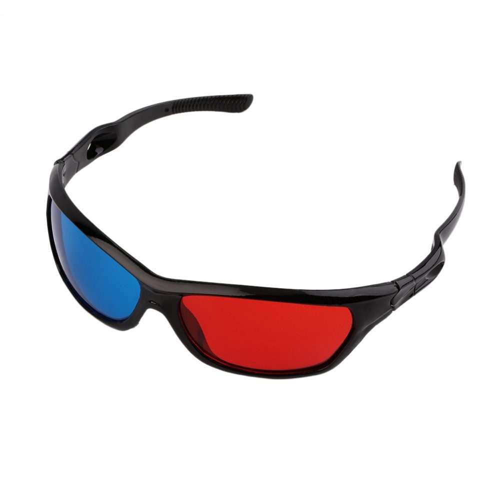 2 PCS Universal 3D Plastic Glasses Black Frame 3D Visoin Glass For Dimensional Anaglyph Movie Game