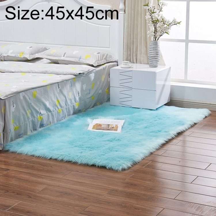 Luxury Rectangle Square Soft Artificial Wool Sheepskin Fluffy Rug Fur Carpet, Siz ... (Light Blue)