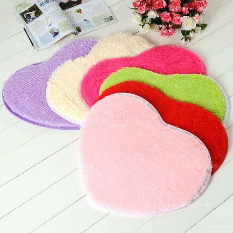Heart Shape Non-slip Bath Mats Kitchen Carpet Home Decoration, Size:50*60CM(Magenta)