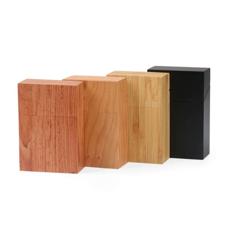 Creative Wooden Cigarette Case Magnet Adsorption Clamshell Cigarette Case, Color:Black