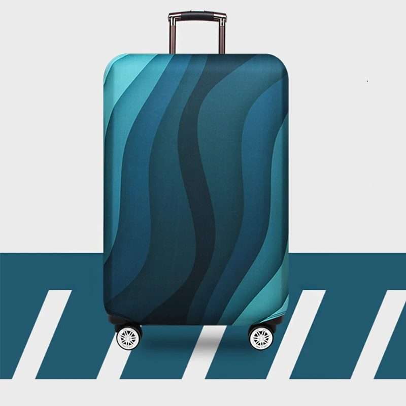 Travel Abrasion-resistant Elastic Luggage Protective Cover Suitcase Dust Covers ... (Green Ripple)