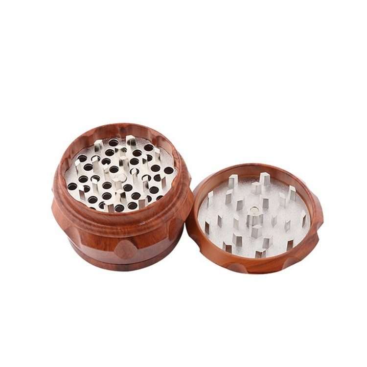 Wood Drum Type Smoke Grinder Tobacco Spice Crusher, Size:S(Yellow)