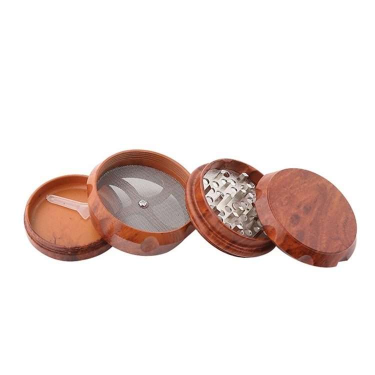 Wood Drum Type Smoke Grinder Tobacco Spice Crusher, Size:S(Yellow)