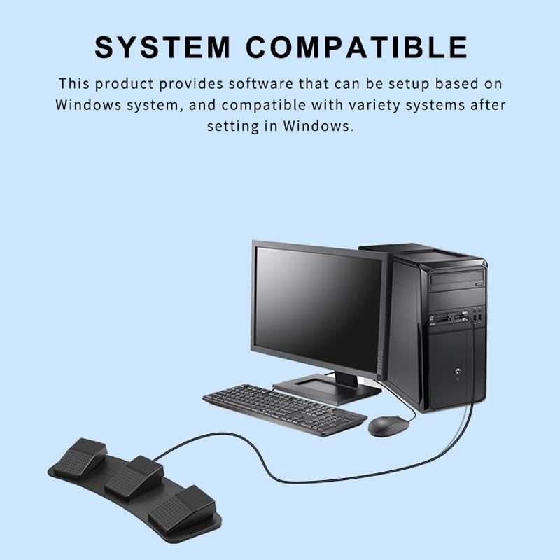 Pcsensor FS23 CF Foot Pedal Switch Keyboard Control Mouse Game Combo Pedal(Mechanical Sound)