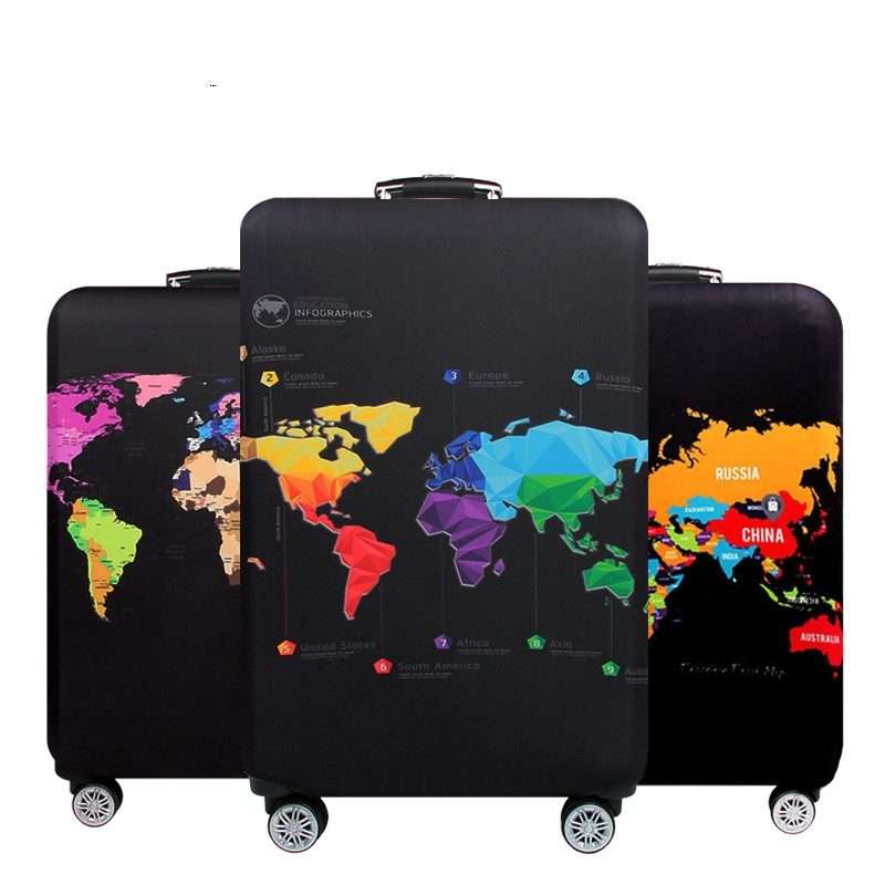 Travel Luggage Cover Suitcase Dustproof Scratch-proof Protection Elastic Sleeve, S ... (World Map)