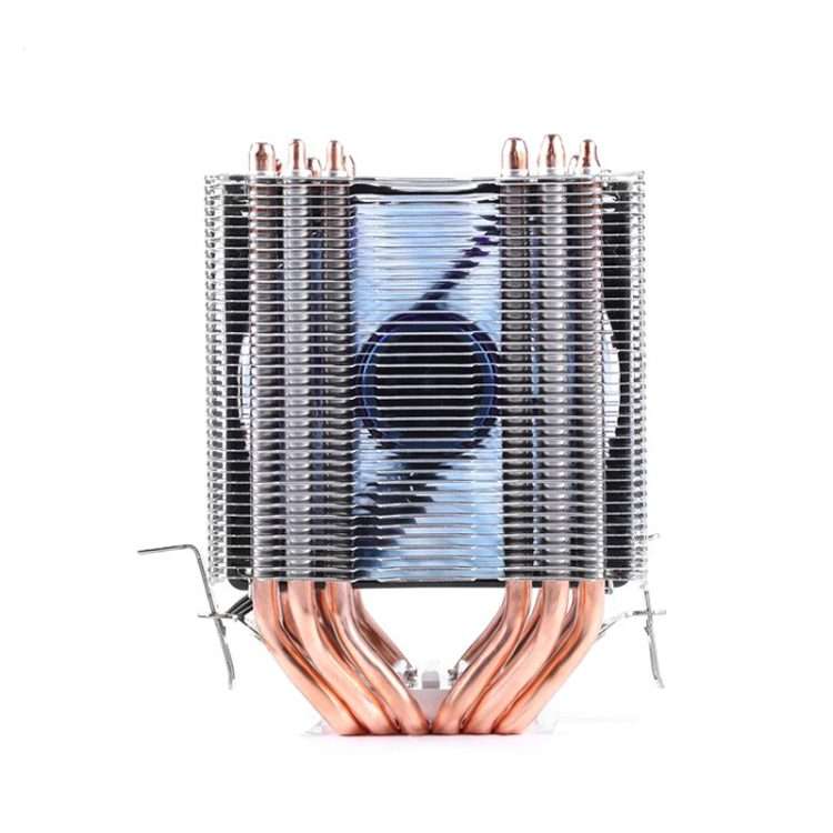 Desktop Computer 6 Copper Tube CPU Radiator Super Quiet Blue Light 3-pin Single Fan