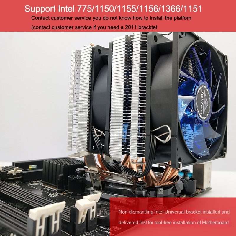 Desktop Computer 6 Copper Tube CPU Radiator Super Quiet PWM Double Fan