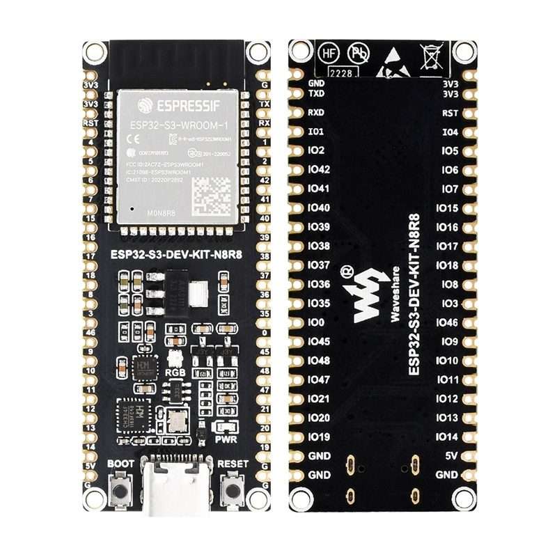 Waveshare ESP32-S3 Microcontroller 2.4GHz Wi-Fi Development Board ESP32-S3-WROOM-1-N8R8 Module Sta