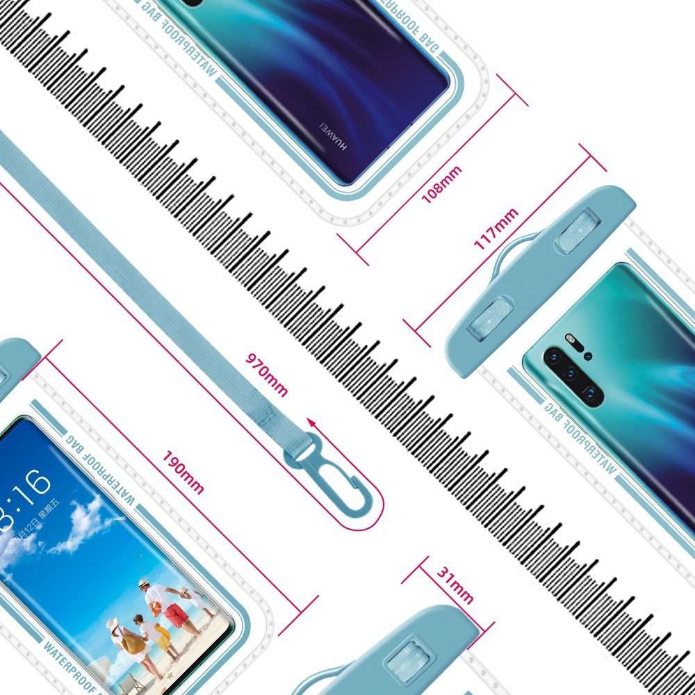 2 PCS Transparent Waterproof Cell Phone Case Swimming Cell Phone Bag Macaron Blue