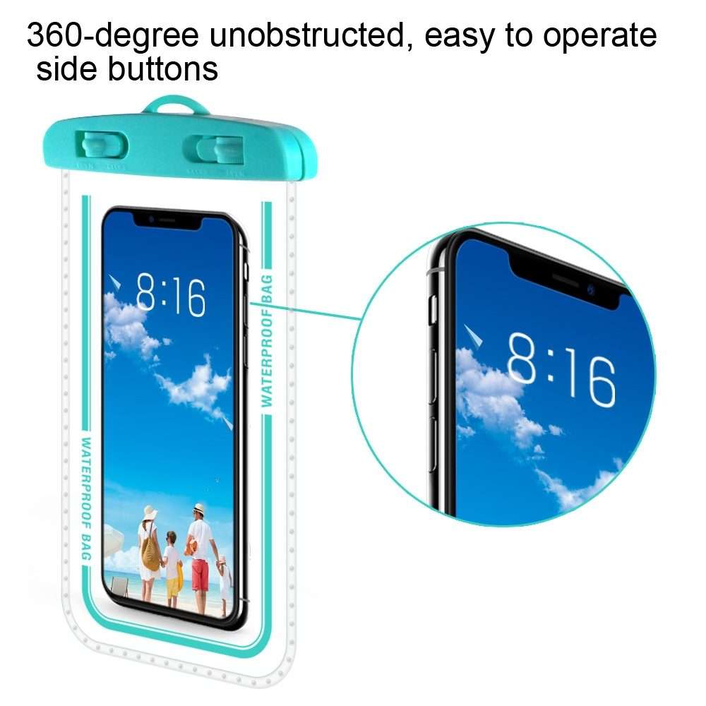 2 PCS Transparent Waterproof Cell Phone Case Swimming Cell Phone Bag Macaron Blue