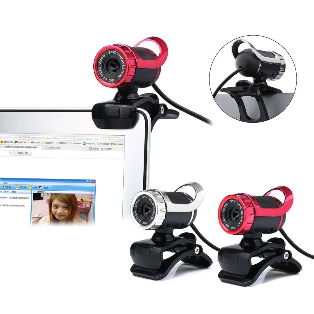 HXSJ A859 480P Computer Network Course Camera Video USB Camera Built-in Sound-absorbing ... (Red)