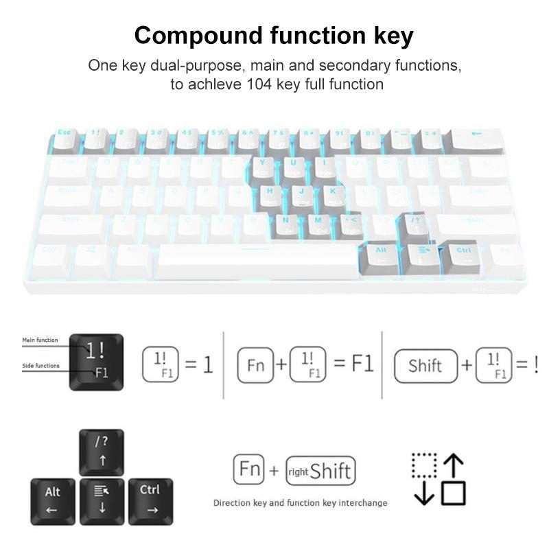 RK61 61 Keys Bluetooth / 2.4G Wireless / USB Wired Three Modes Tablet Mobile Gaming Me ... (Black)