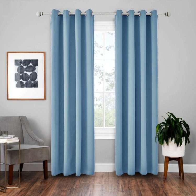 High-precision Curtain Shade Cloth Insulation Solid Curtain, Size:52x84132x213( Blue)