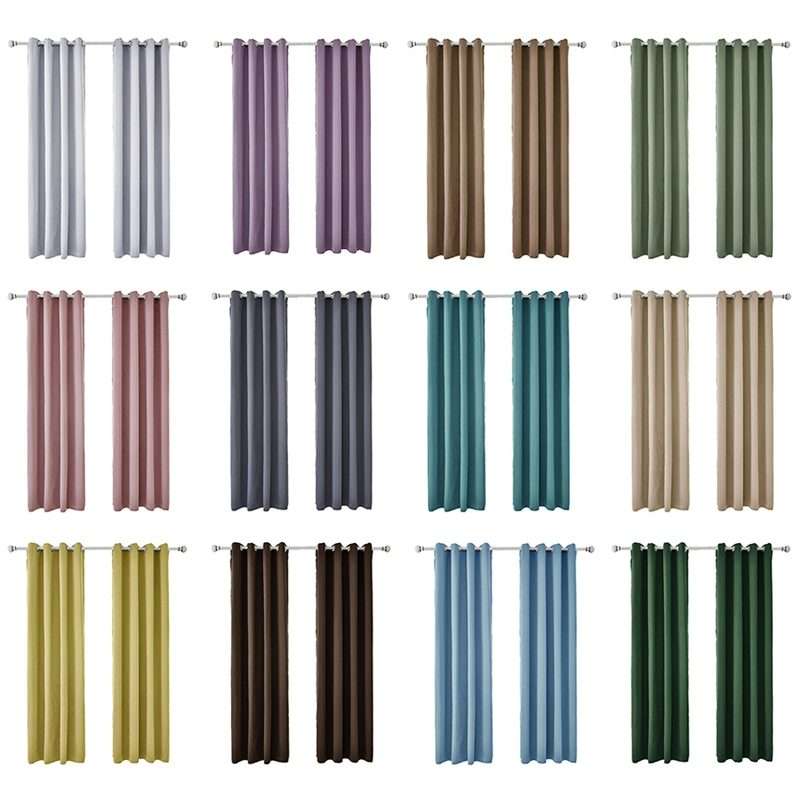 High-precision Curtain Shade Cloth Insulation Solid Curtain, Size:52x84132x213( Blue)