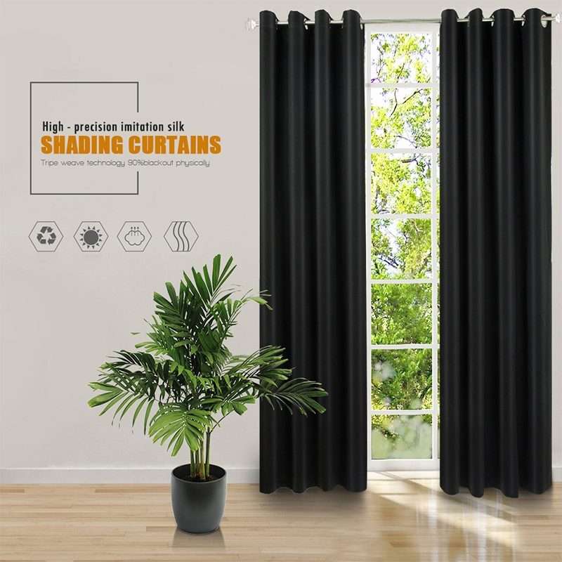 High-precision Curtain Shade Cloth Insulation Solid Curtain, Size:52x84132x213( Blue)