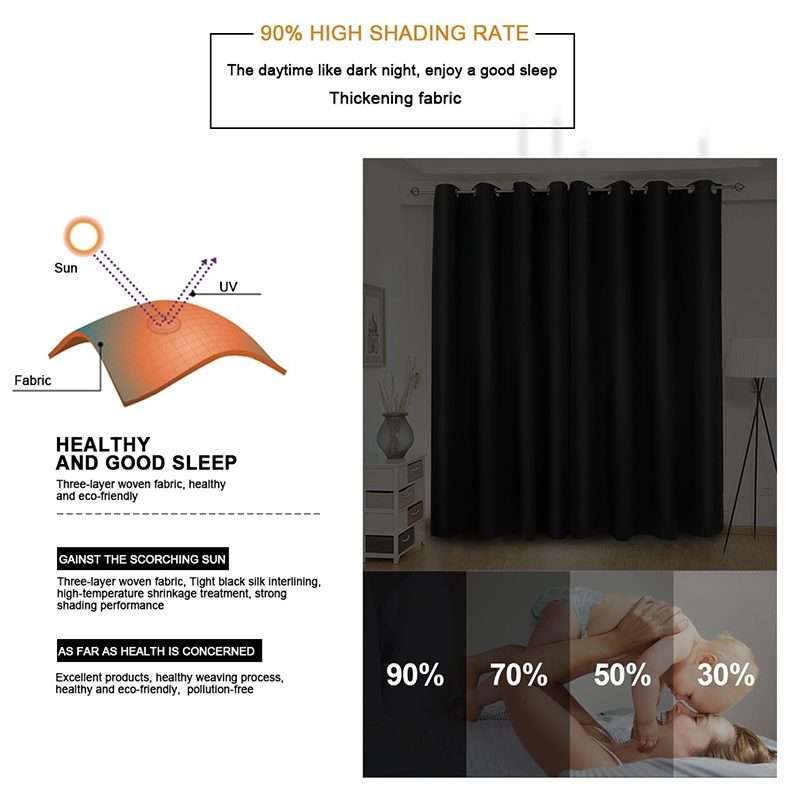 High-precision Curtain Shade Cloth Insulation Solid Curtain, Size:52x84132x213( Blue)