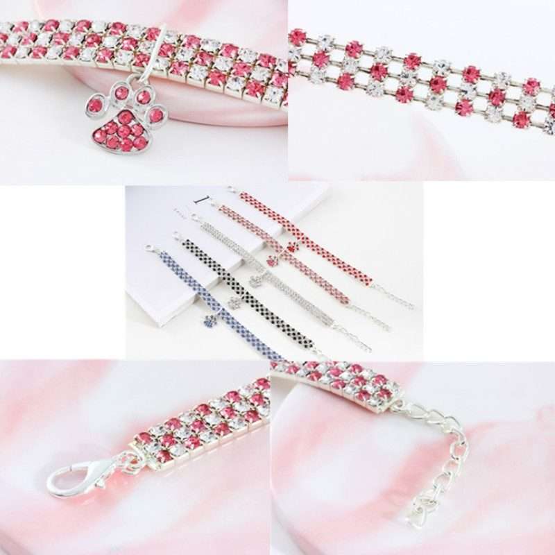 Pet Collar Diamond Elastic Cat And Dog Necklace Jewelry, Size:S(White)