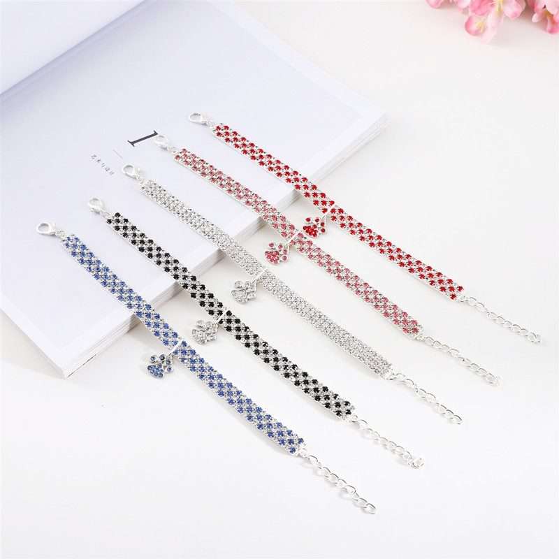 Pet Collar Diamond Elastic Cat And Dog Necklace Jewelry, Size:S(White)