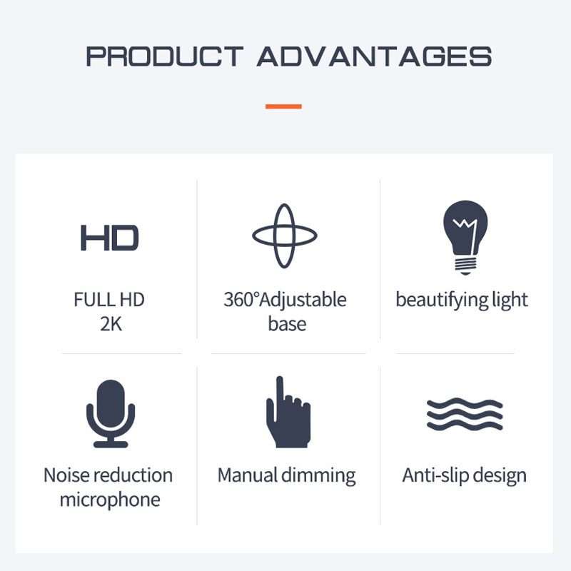 A9mini USB Drive-Free HD Fill Light Camera with Microphone, Pixel: 5.0 Million Pixels 2K Auto Focu