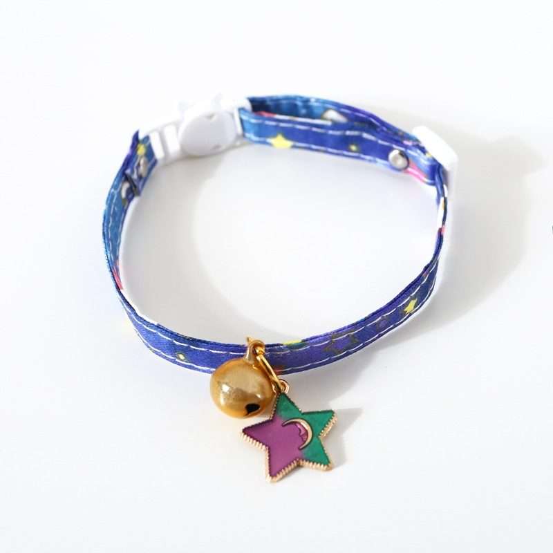 Adjustable Cat Dog Rabbit Safety Buckle Collar Pet Accessories, Size:S 17-32cm, Style:Star(Blue)