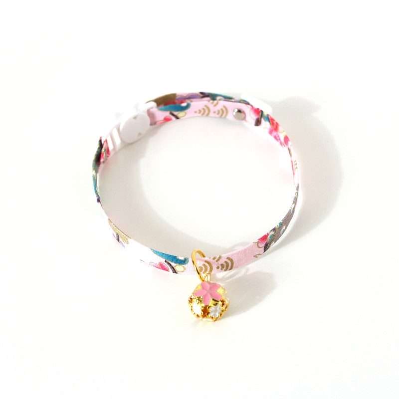 Adjustable Pet Flower Hollow Bell Collar Cat Dog Collar Accessories, Specification: S 1 ... (Pink)