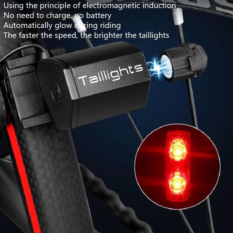 Magnetic Induction Taillight Bicycle Self-Generation Induction Taillight Waterproof Nigh ... (Red)