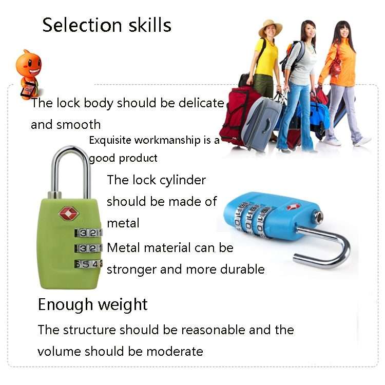 Customs Luggage Lock Overseas Travel Luggage Zipper Lock Plastic TSA Code Lock(Rose Red)